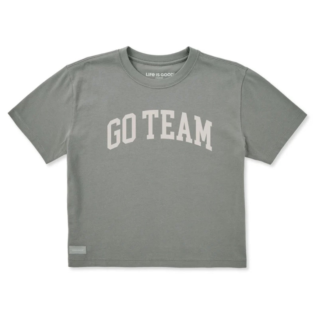 LIFE IS GOOD - WOMENS CRUSHER BOXY TEE | Go Team Iron Gray