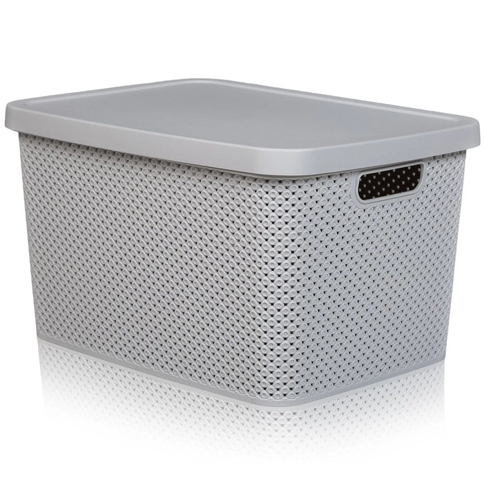 19 Litre Diamond Design Plastic Storage Box with Lid Hobby Life