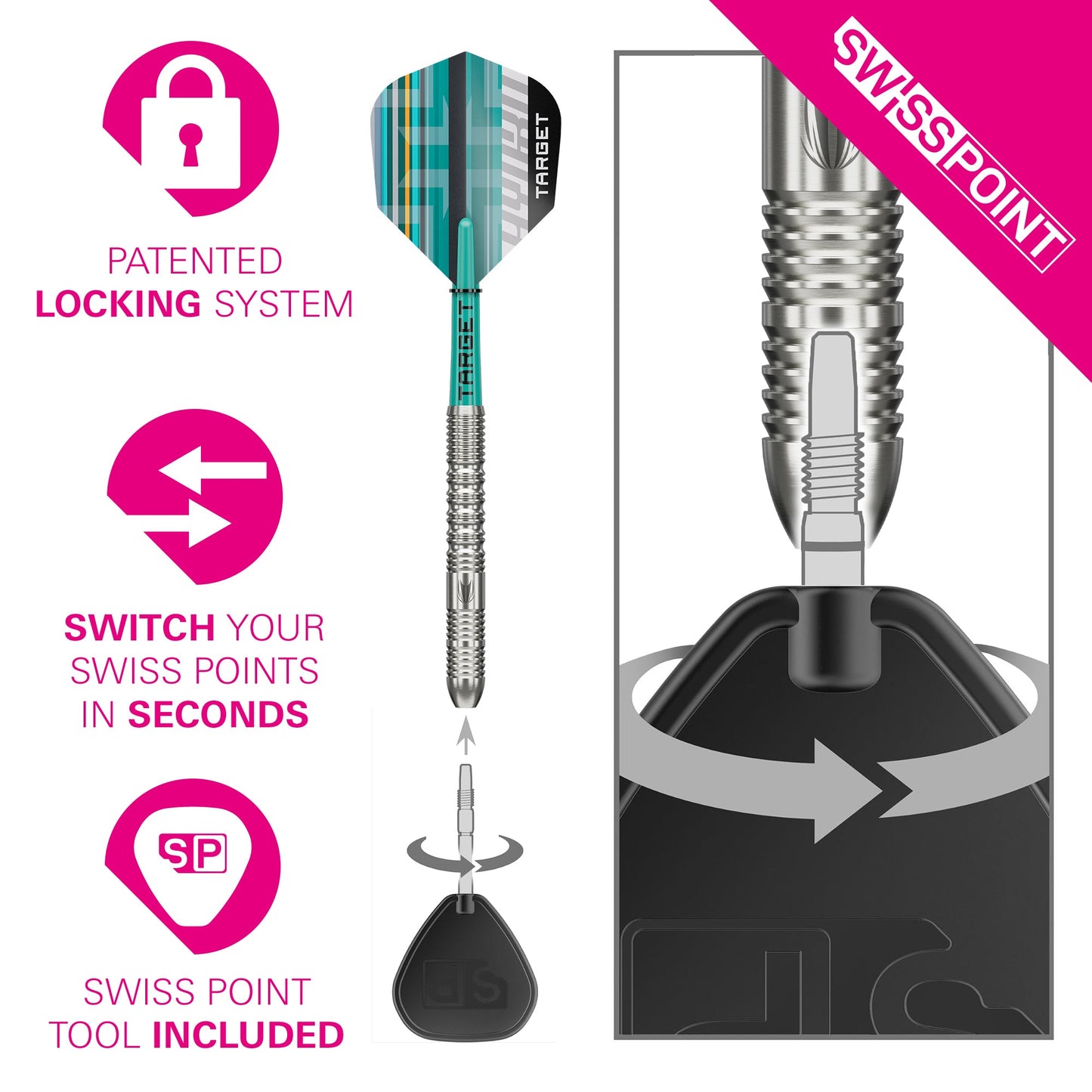 TARGET - 26g - Hydro SP 03 - Steel Tip Swiss Point - 90% Tungsten Darts