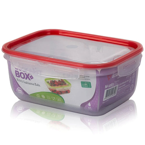 2 Litre Lock & Fit Airtight Plastic Food Storage Box Hobby Life