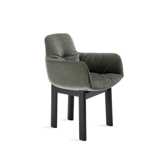 freifrau | leya armchair high | solid wooden frame - black | fabric - vladimiri militare