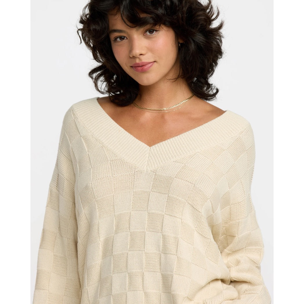 RVCA - HARMONY V NECK SWEATER | SAND
