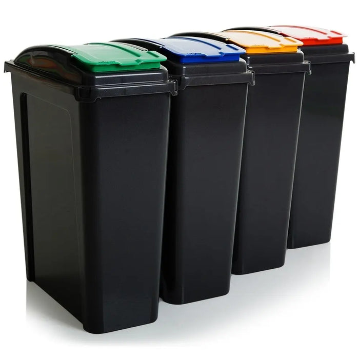 25 Litre Tall Slim Plastic Recycling Bin with Lid Wham Storage