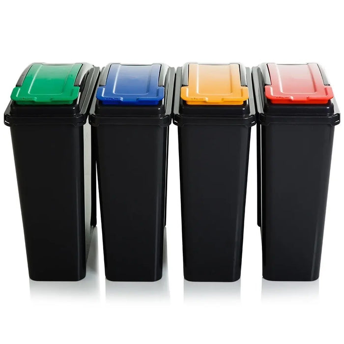 25 Litre Tall Slim Plastic Recycling Bin with Lid Wham Storage