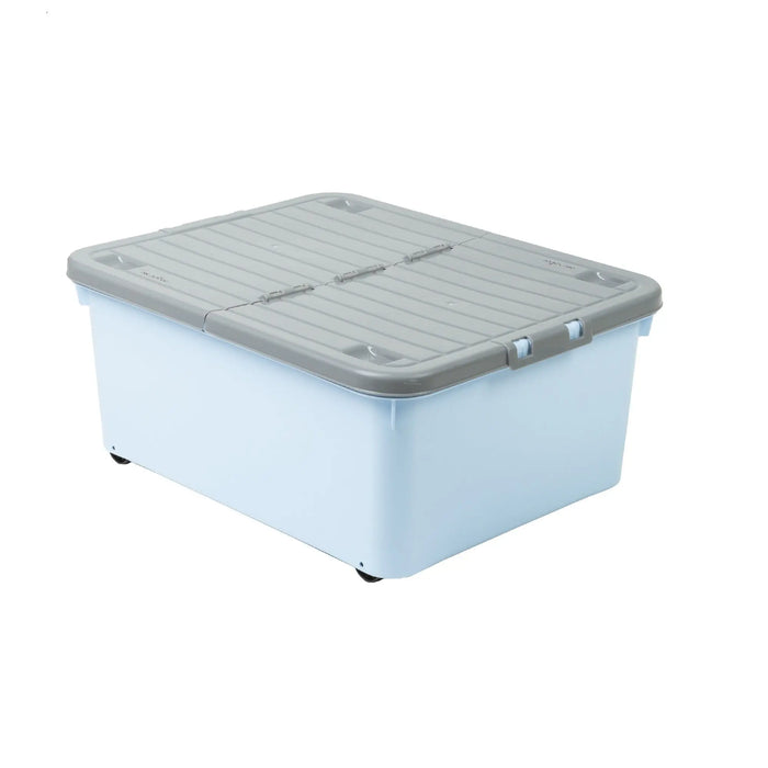 30 Litre Under Bed Plastic Box with Wheels and Folding Lid Wham Storage
