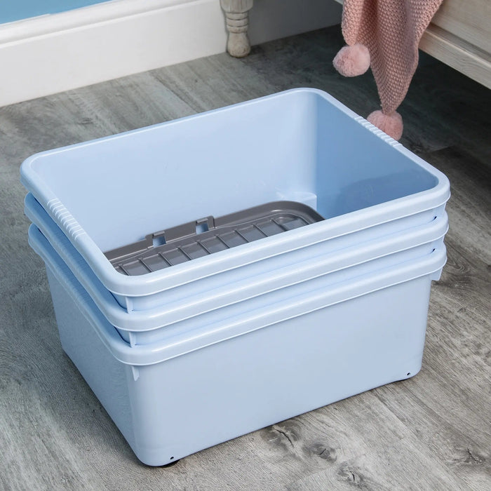 30 Litre Under Bed Plastic Box with Wheels and Folding Lid Wham Storage