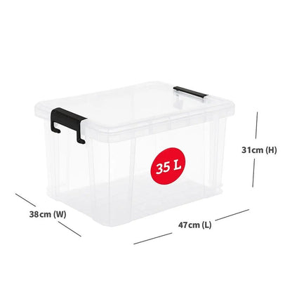 35 Litre Stackmaster Plastic Storage Box with Lid Strata