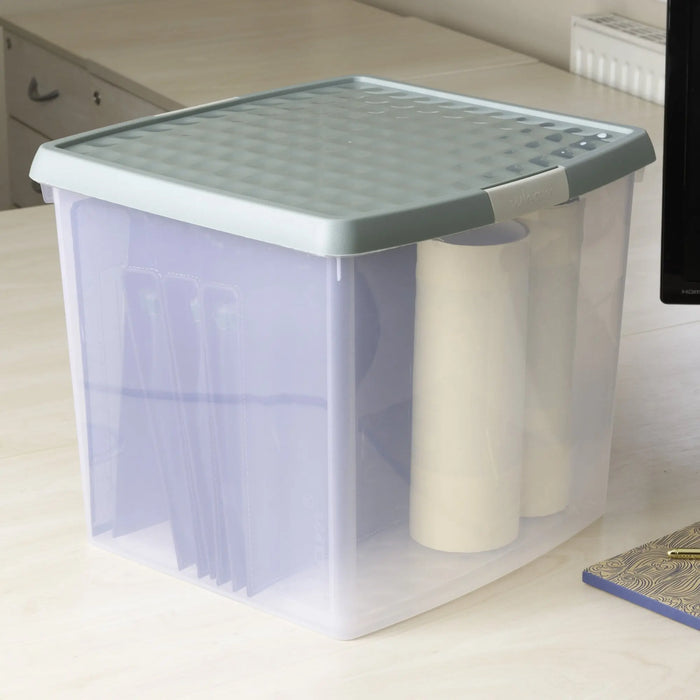 37 Litre Wham Clip Square Plastic Storage Box with Lid 10.03 - Great for 12'' Vinyl Records Wham Storage