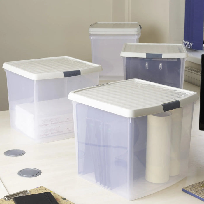37 Litre Wham Clip Square Plastic Storage Box with Lid 10.03 - Great for 12'' Vinyl Records Wham Storage
