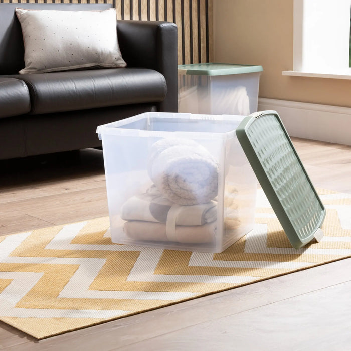 37 Litre Wham Clip Square Plastic Storage Box with Lid 10.03 - Great for 12'' Vinyl Records Wham Storage