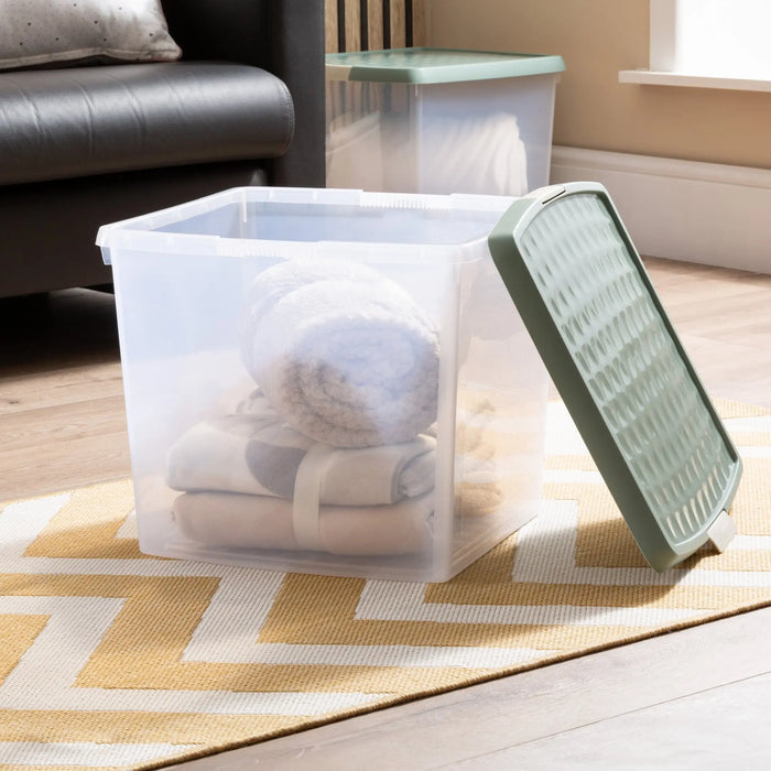 37 Litre Wham Clip Square Plastic Storage Box with Lid 10.03 - Great for 12'' Vinyl Records Wham Storage