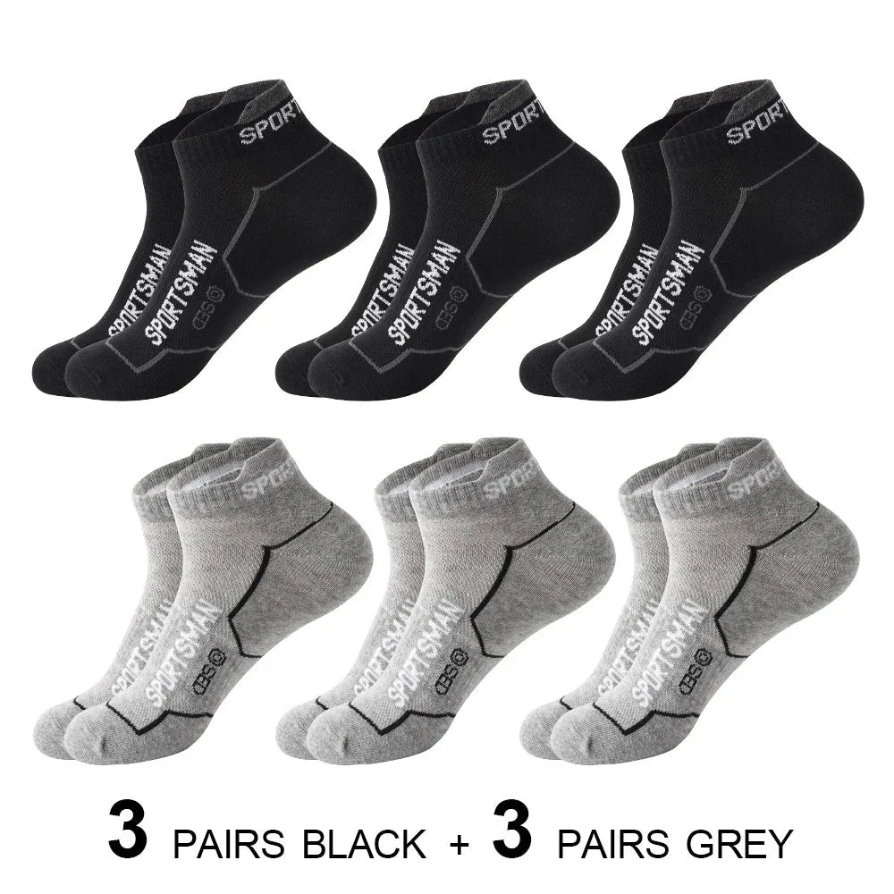 6 Pairs/Lot Spring Summer Men's Sports Running Socks Protective Ankle Socks Thin Breathable Deodorant Fitness Short Socks 38-44