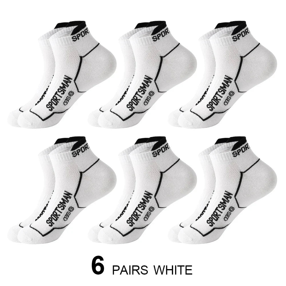 6 Pairs/Lot Spring Summer Men's Sports Running Socks Protective Ankle Socks Thin Breathable Deodorant Fitness Short Socks 38-44