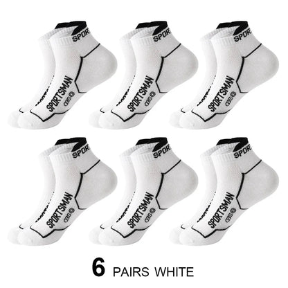 6 Pairs/Lot Spring Summer Men's Sports Running Socks Protective Ankle Socks Thin Breathable Deodorant Fitness Short Socks 38-44