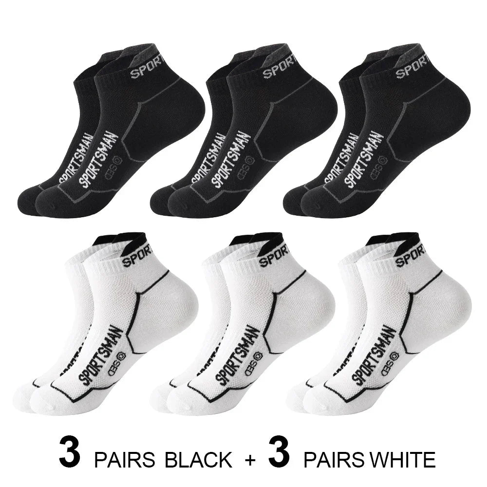 6 Pairs/Lot Spring Summer Men's Sports Running Socks Protective Ankle Socks Thin Breathable Deodorant Fitness Short Socks 38-44