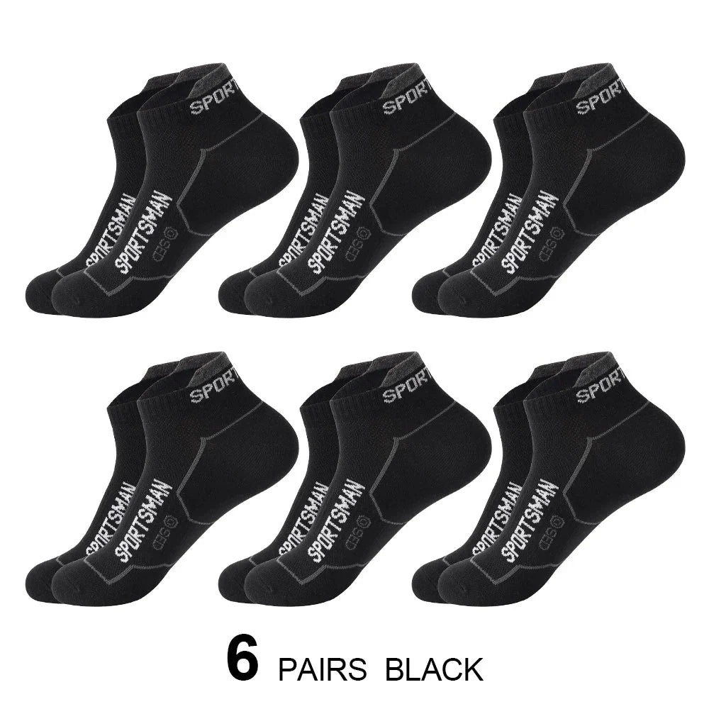 6 Pairs/Lot Spring Summer Men's Sports Running Socks Protective Ankle Socks Thin Breathable Deodorant Fitness Short Socks 38-44