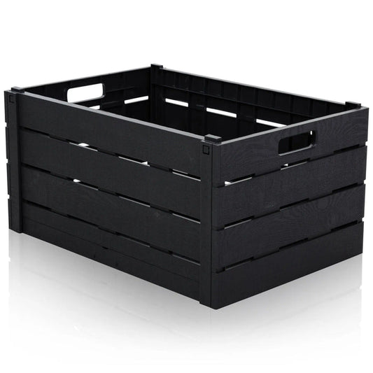 60 Litre Wood Effect Folding Collapsible Plastic Storage Crate Strata