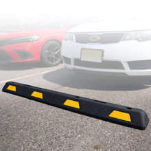 6ft Rubber Parking Block with Black and Yellow Stripes - Crowd Control Warehouse