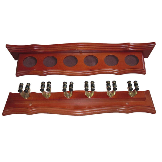 Formula 6 Cue Wall Rack With Clips - Walnut