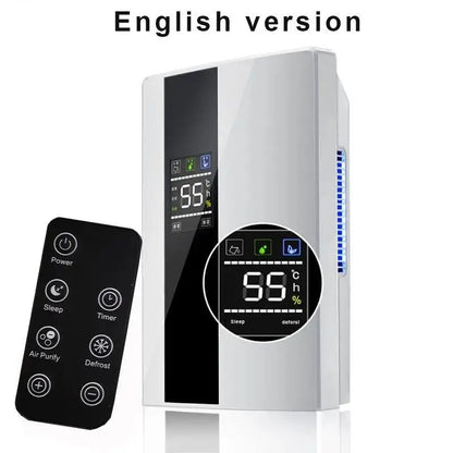 90W Portable Premium 2-in-1 Dehumidifier & Air Purifier Ultra-Quiet for Home Room & Kitchen Remote Control with Timing Timer