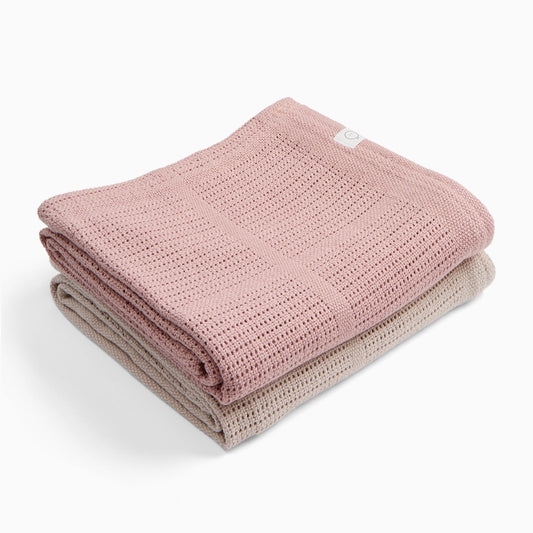 Cellular Blanket 2 Pack - Rose & Taupe