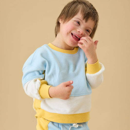 KIDLY by MORI Colourblock Sweatshirt - Blue & Yellow