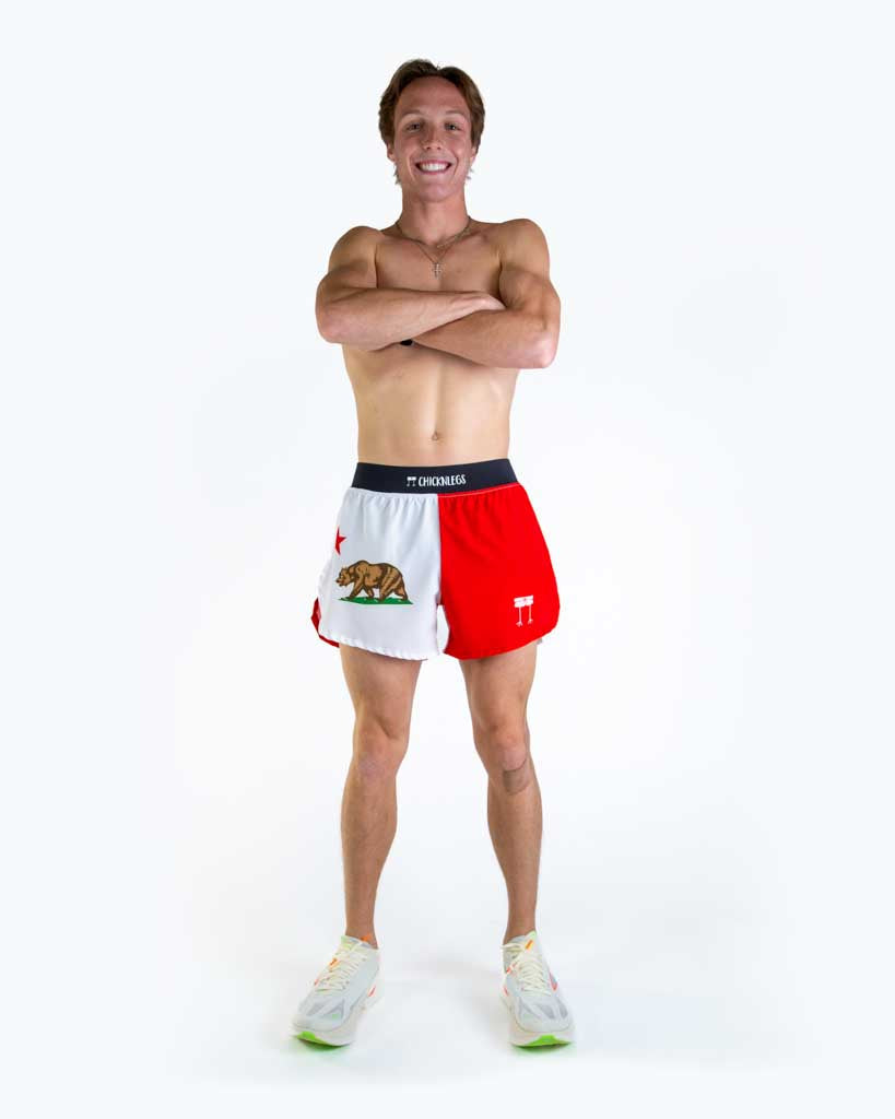 Men's California Flag 4" Half Split Shorts