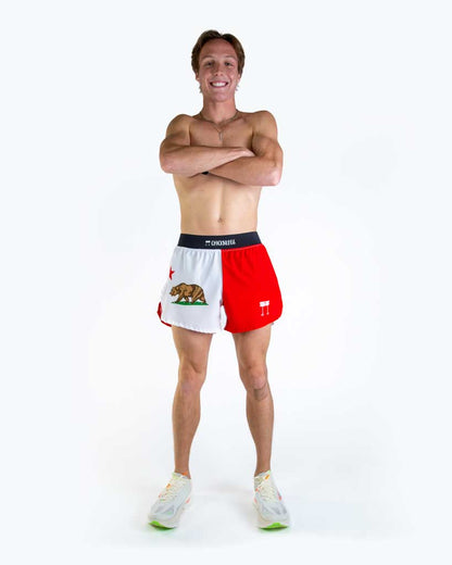 Men's California Flag 4" Half Split Shorts