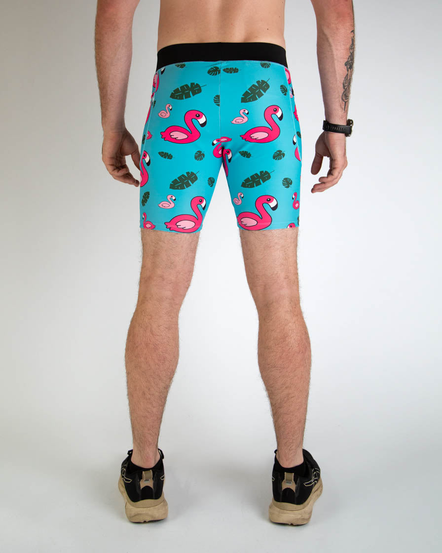 Men's Blue Flamingo 8" Half Tights