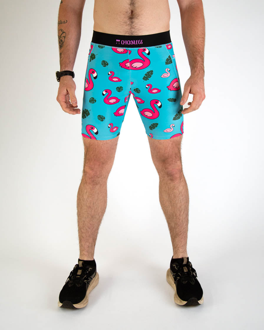 Men's Blue Flamingo 8" Half Tights