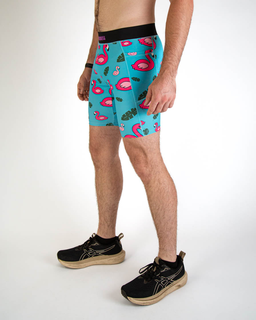 Men's Blue Flamingo 8" Half Tights