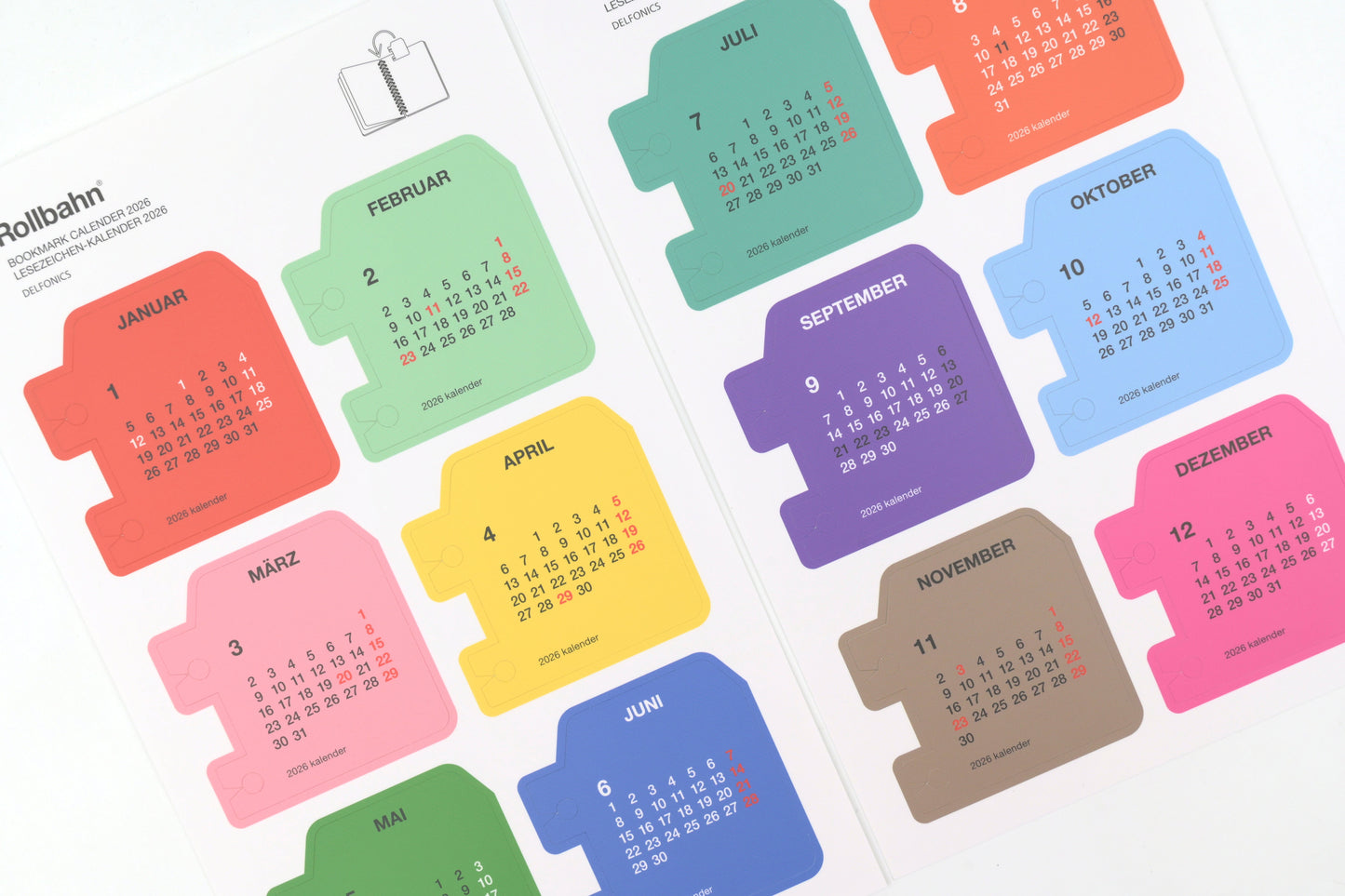 Delfonics Rollbahn Bookmark Calendar Set - 2026