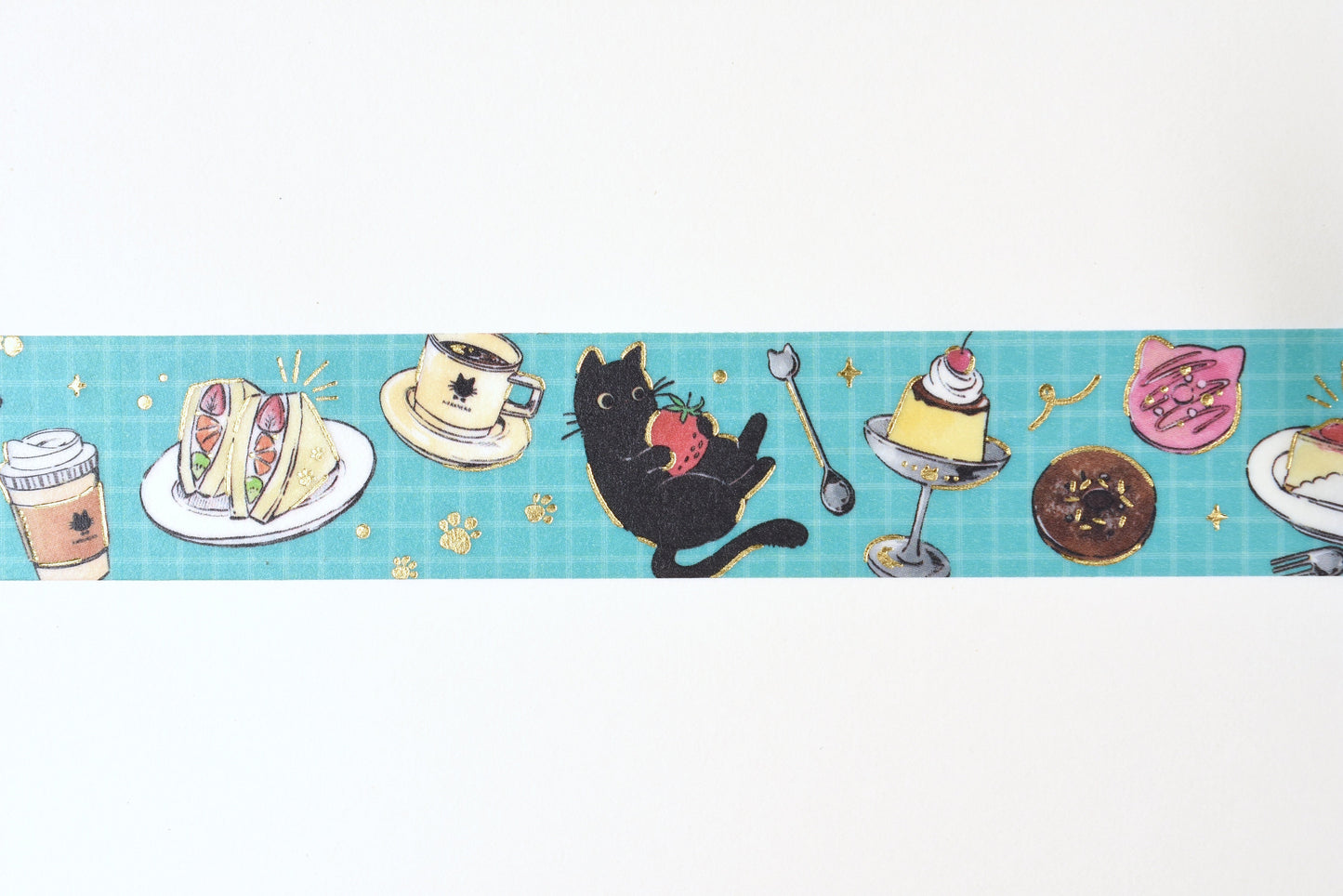 BGM Washi Tape - Foil Stamping - Cafe Black Cat - Cafe Walk