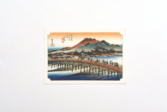 Cozyca - Utagawa Hiroshige - Foil-stamped Postcard - The Fifty-three Stations of the Tokaido: Kyoto and Sanjo Bridge