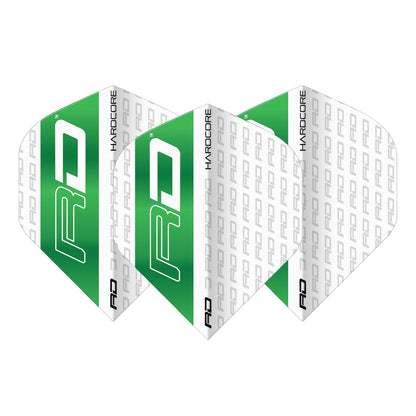 RED DRAGON - RD Logo White and Green Dart Flights - Standard Shape