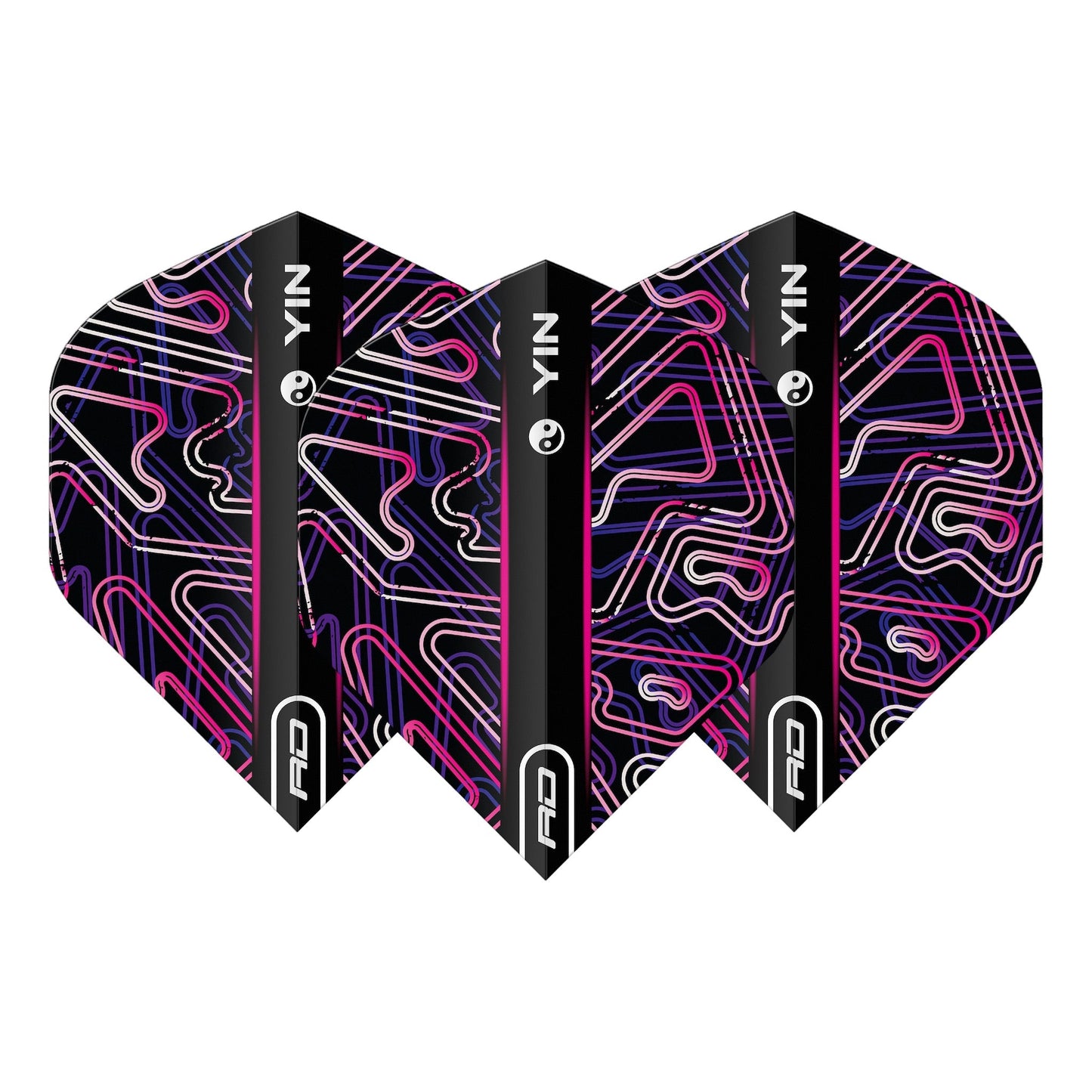 RED DRAGON - Pink and Black Yin Yang Dart Flights - Standard Shape