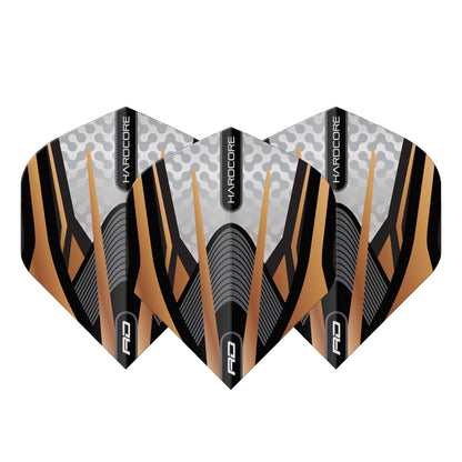RED DRAGON - White and Copper Hardcore Premium Dart Flights - Standard Shape