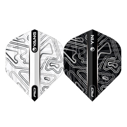 RED DRAGON - Black and White Yin Yang Dart Flights - Standard Shape