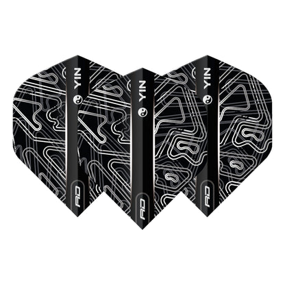 RED DRAGON - Black and White Yin Yang Dart Flights - Standard Shape