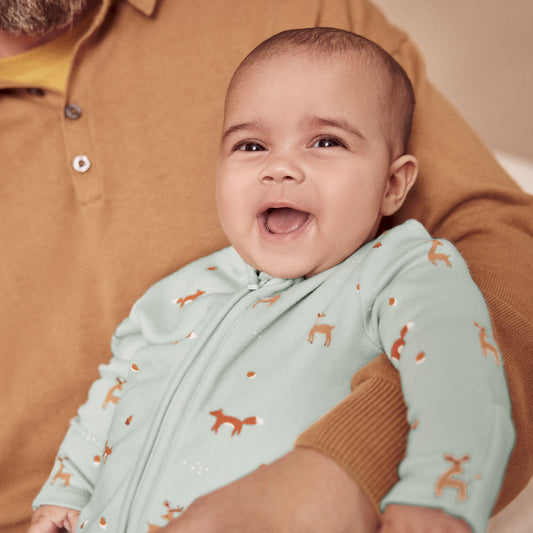 Fox Print Zip-Up Sleepsuit