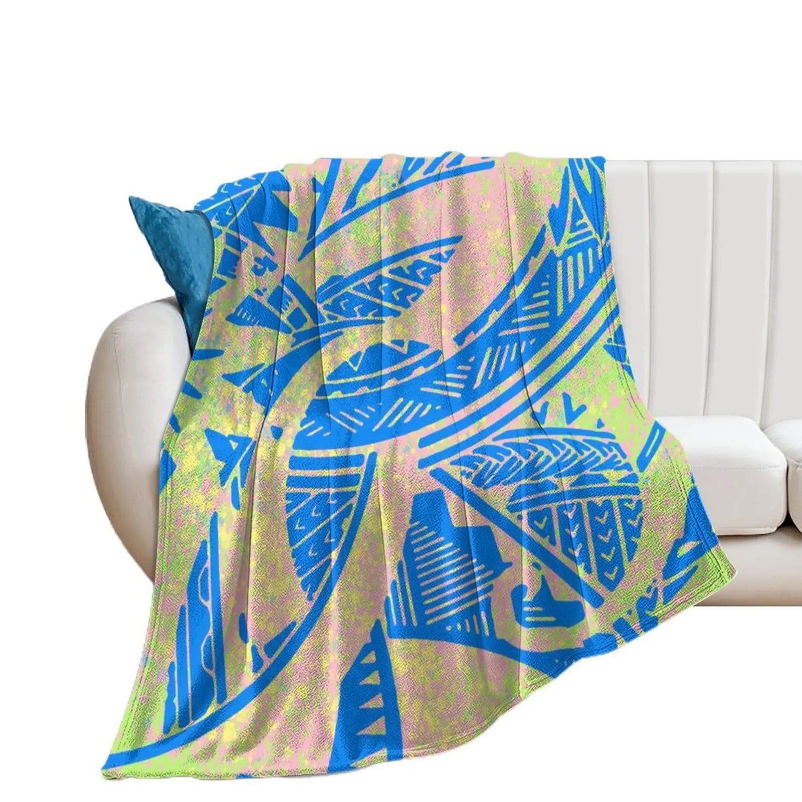 1MOQ Custom Print Sublimation Blankets Fiji Samoa Polynesian Tribal Winter Fleece Blanket Micro Plush Family Blanket for Kids