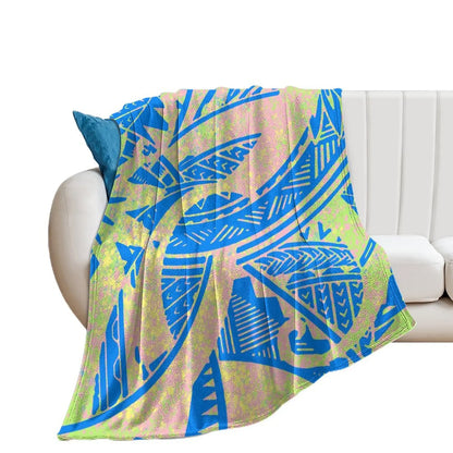 1MOQ Custom Print Sublimation Blankets Fiji Samoa Polynesian Tribal Winter Fleece Blanket Micro Plush Family Blanket for Kids