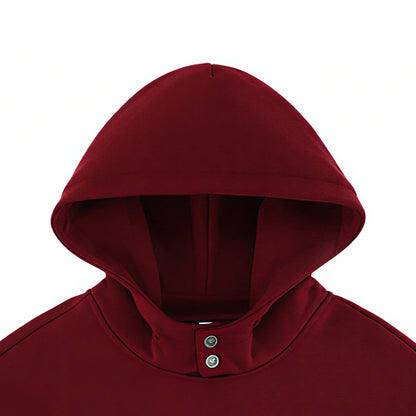 Double Button Closure Hood Drop Shoulder Cotton Blend Casual Top Quality Men's Custom Designer Oversized Hoodie