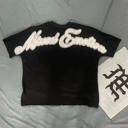 American Fashion Brand MIXED EMOTION Cotton Short Sleeved T-shirt Short Top