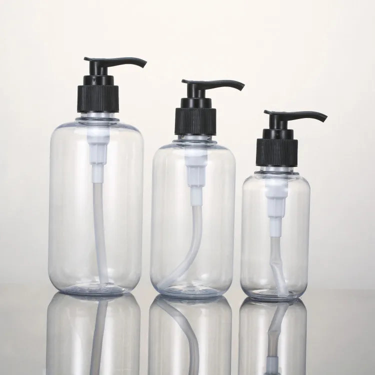 100ml 200ml 300ml Round PET Plastic Pump Press Bottle for Body Wash Lotion Shower Gel Shampoo Packaging