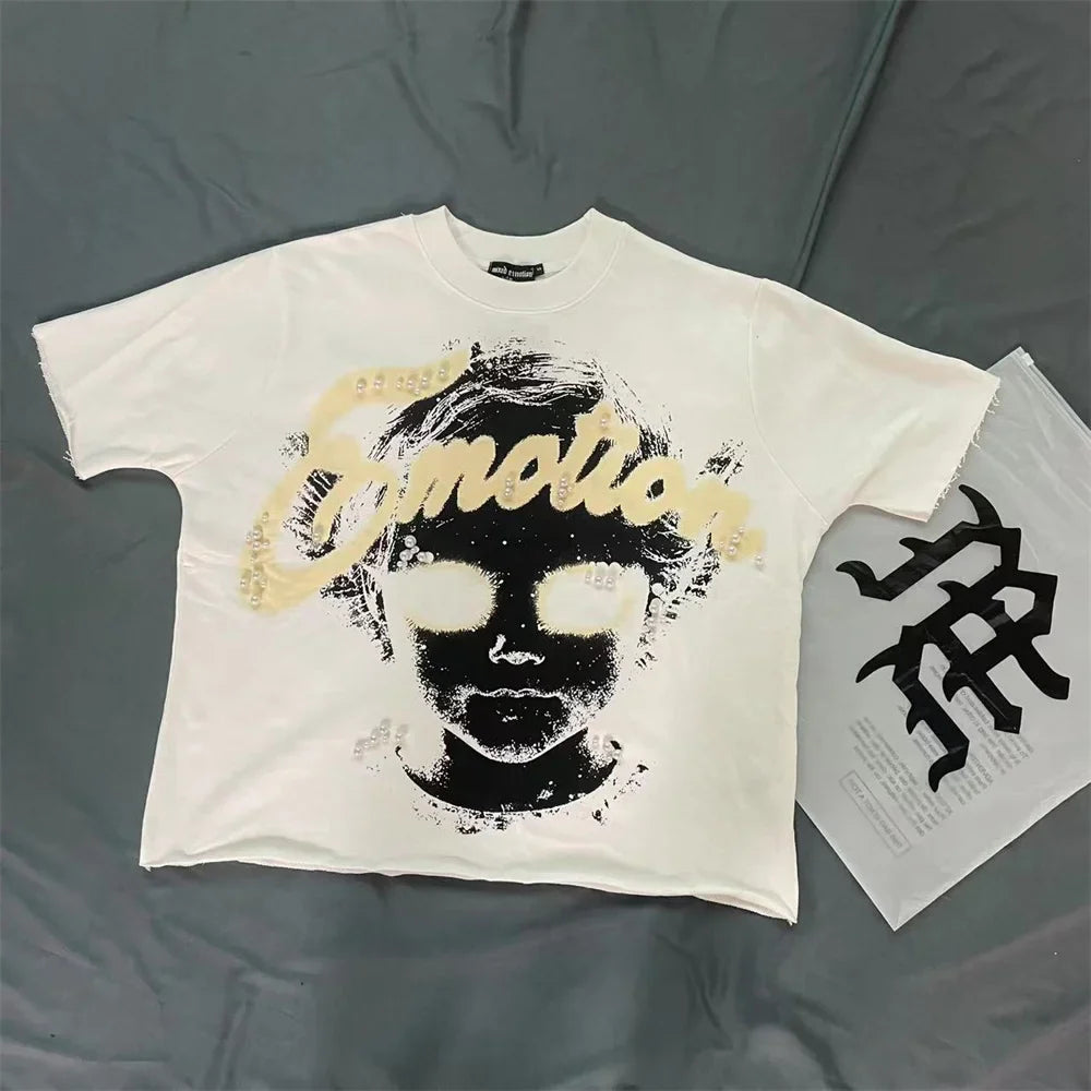 American Fashion Brand MIXED EMOTION Cotton Short Sleeved T-shirt Short Top