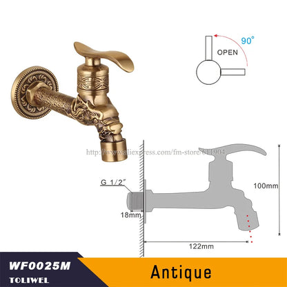 Antique Brass Bathroom Wall Mount Sink Basin Cold Water Faucet Tap G 1/2 Inch Outdoor Garden Hose Faucet Mop Sink tap TWL031