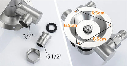 304 Stainless Steel Shower Faucet Mixer Valve Double Type Bathroom Shower Hot Cold Water Tap G1/2’ Bathtub Faucet