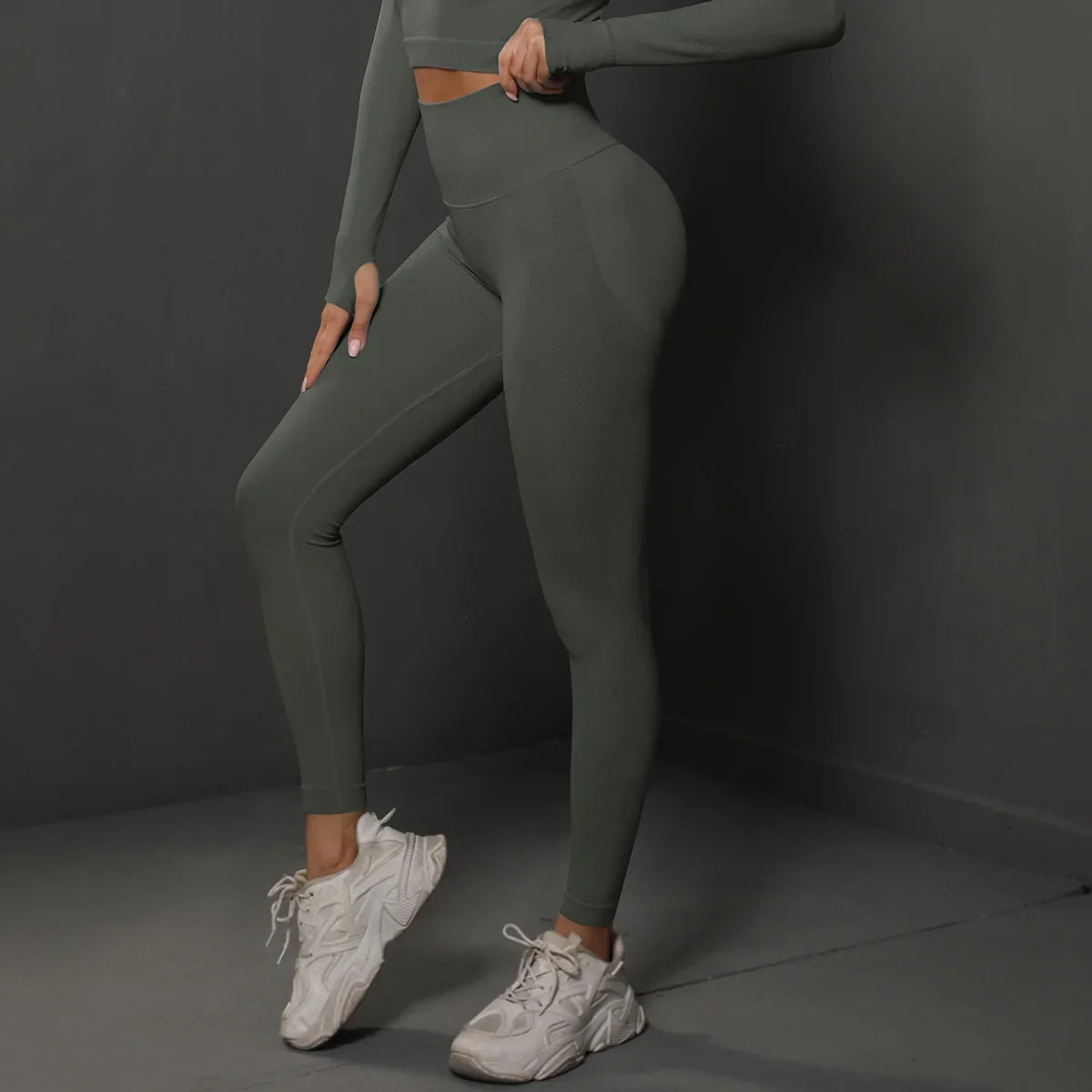 Cross-border Seamless Solid High Waist Tight Full Length Spandex/Nylon Yoga Pants Honey Peach Ass Training Sports Running