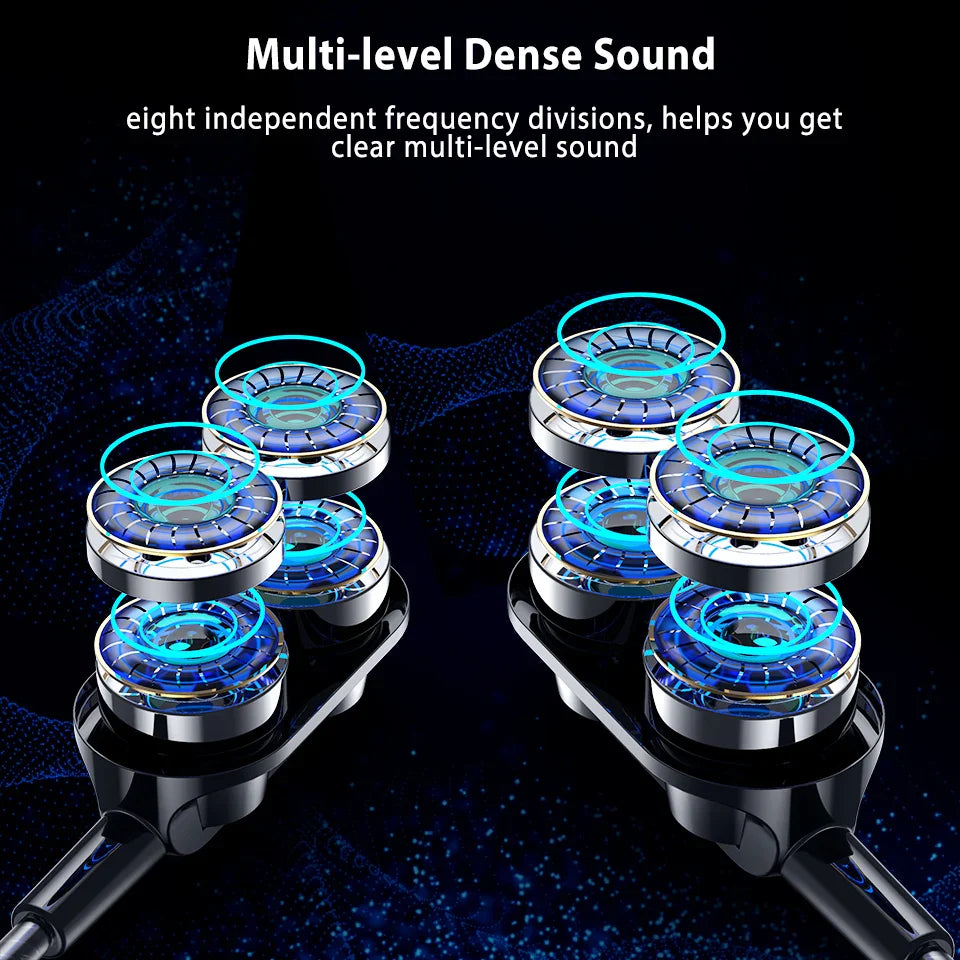 Dual Drivers Wired Earphone Four Core Dynamic HIFI Earphone Super Base Line Control With Mic Speaker Headsets for Huawei Xiaomi